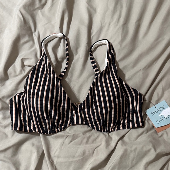Shade & Shore Black and Tan Striped Bra - Picture 1 of 2